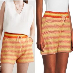 LORO PIANA Cornell Striped Silk Blend Knit Shorts Orange Yellow Shorts NWT Sz 46